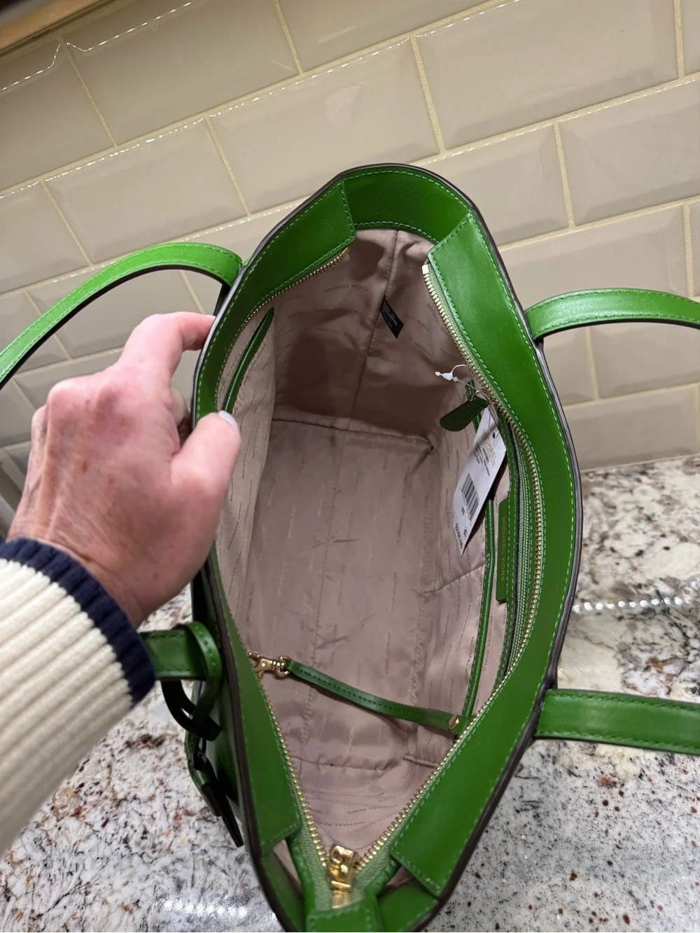 MICHAEL KORS Whitney Green Leather Handbag